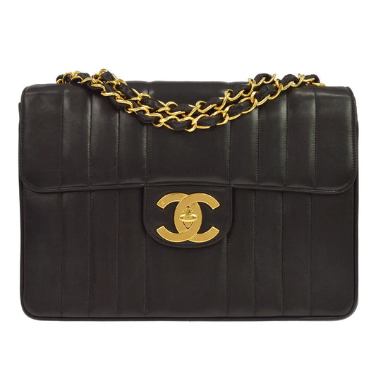 Borsa Chanel Jumbo Classic Flap Vintage in Pelle di Agnello Nera