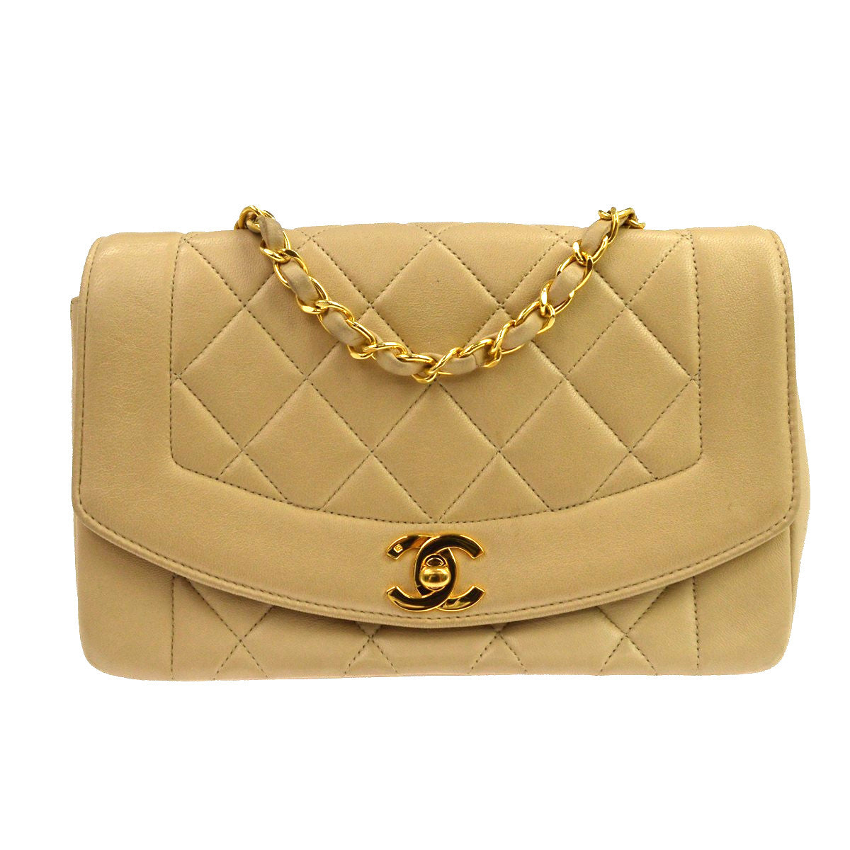 Borsa Chanel Small Diana Vintage in Pelle di Agnello Beige