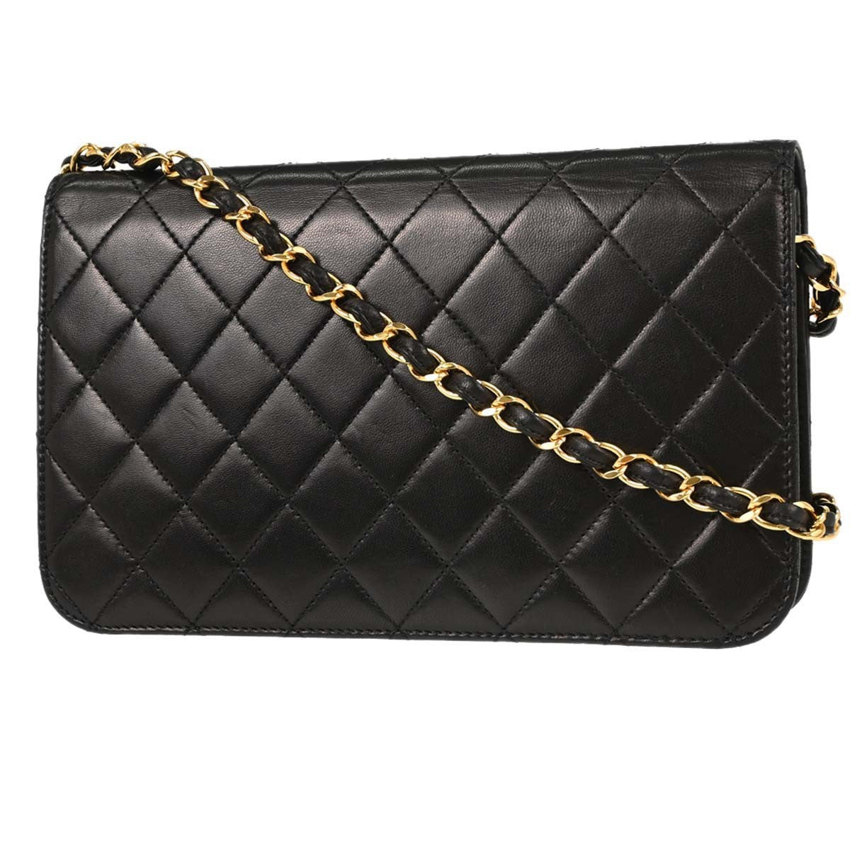Borsa Chanel Pushlock Full Flap Vintage in Pelle di Agnello Nera