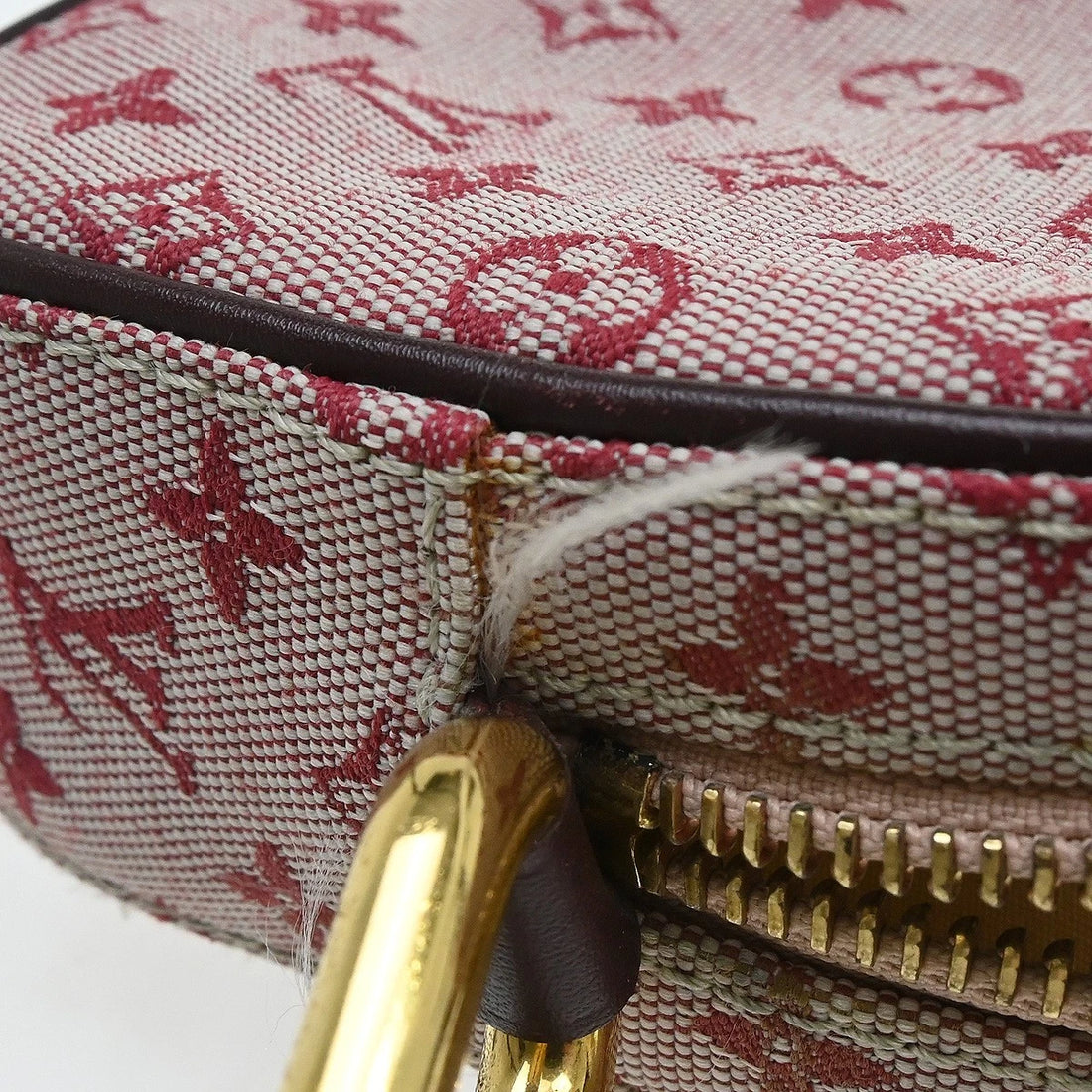 Borsa Louis Vuitton Juliet MM Shoulder Bag Vintage in Monogram Mini Lin Canvas, Leather Rosso