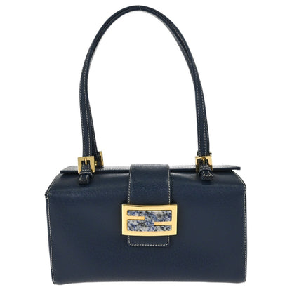 Fendi Blue Leather Baguette Box Handbag