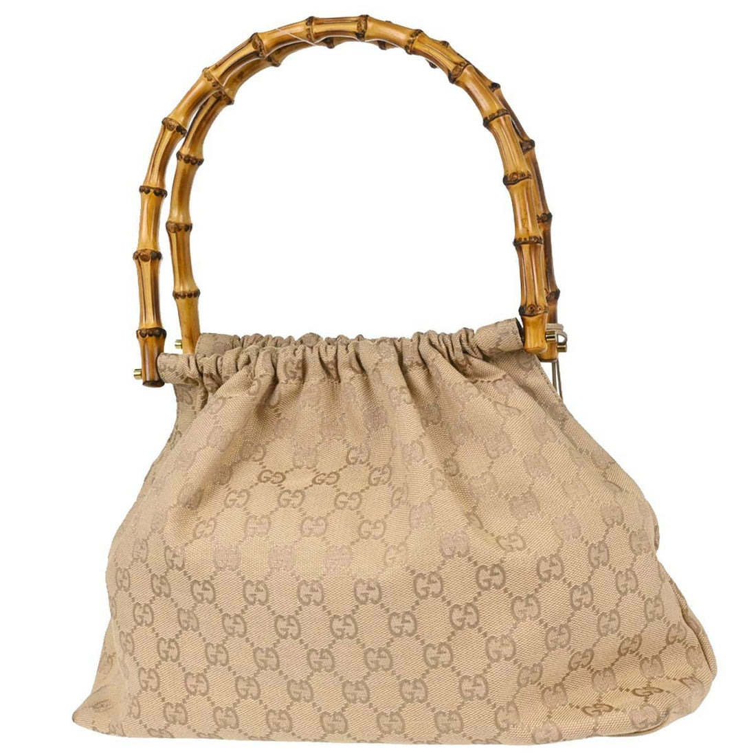 Borsa Gucci Bamboo Vintage in Tela e Pelle Beige