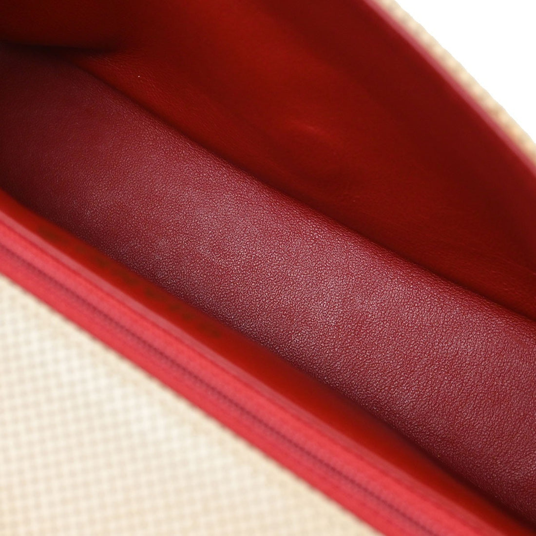 Borsa Chanel Single Flap Media Vintage in Vernice Beige e Rossa