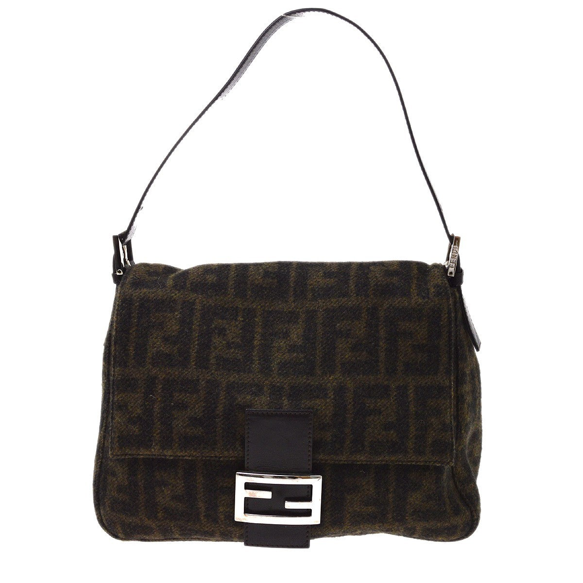 Fendi Brown Wool Mamma Baguette Handbag