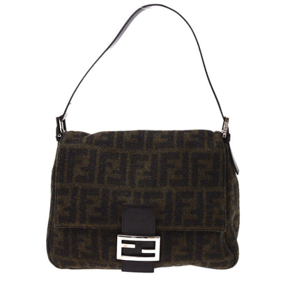 Fendi Brown Wool Mamma Baguette Handbag