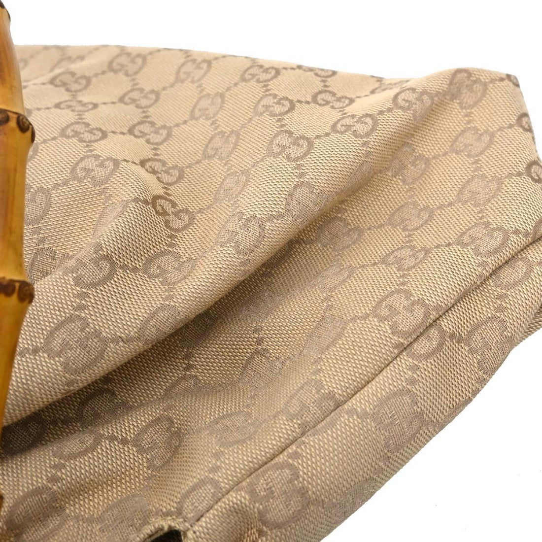 Borsa Gucci Bamboo Vintage in Tela e Pelle Beige