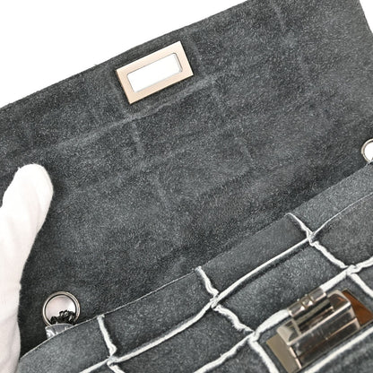 Chanel Gray Suede Patchwork Reissue Mademoiselle Lock Handbag Vintage