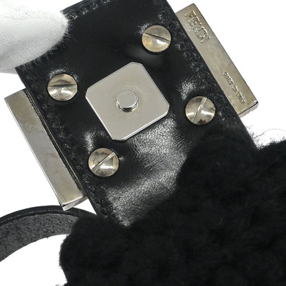 Fendi Black Wool Baguette Handbag