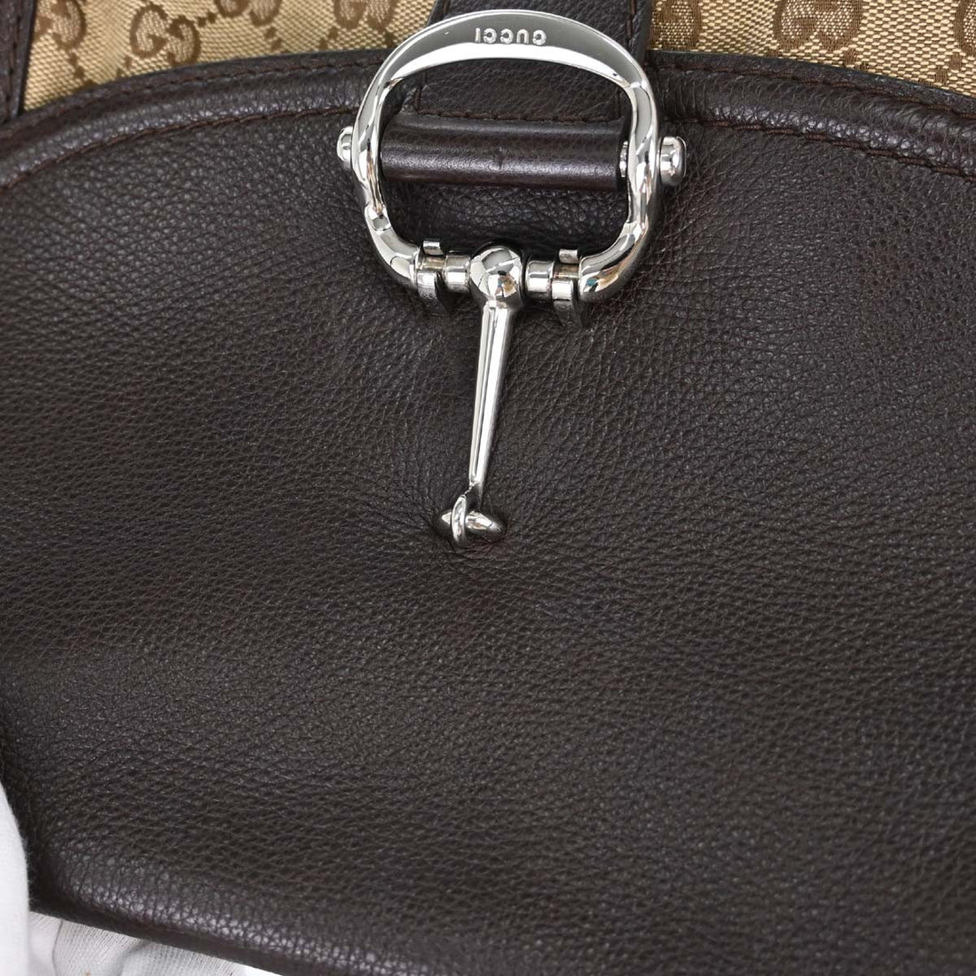Borsa Gucci Techno Horsebit Vintage in Tela e Pelle Beige