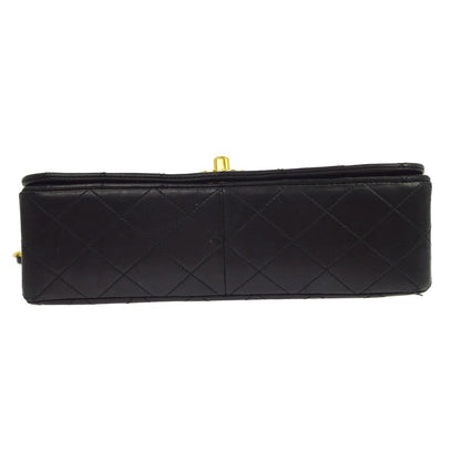 Chanel Black Lambskin Pushlock Small Full Flap Shoulder Bag