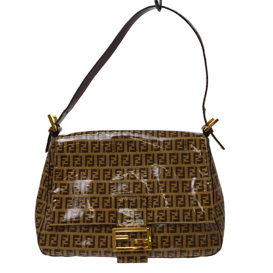 Fendi Brown Vinyl Zucchino Mamma Baguette Handbag
