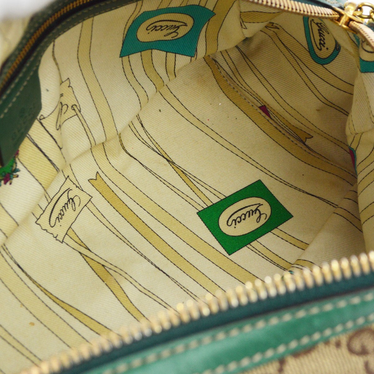 Gucci Green GG Canvas Wave Boston Bag