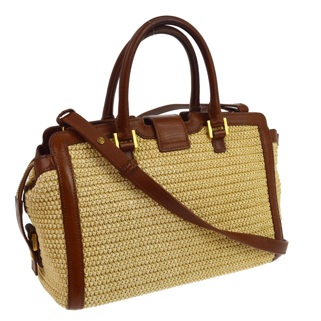 Borsa Saint Laurent Beige Straw Baby Cabas 2way Handbag Vintage in Paglia Beige