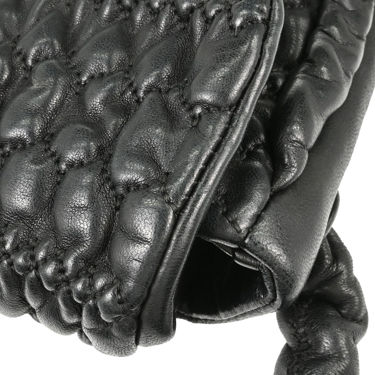 Chanel Black Lambskin Ruffled Handbag Vintage