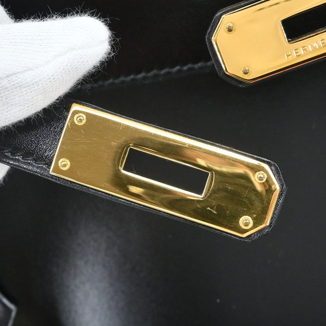 Borsa Hermès Black Box Calf Kelly 28 Sellier 2way Handbag Vintage in Box Calf, Pelle Nero