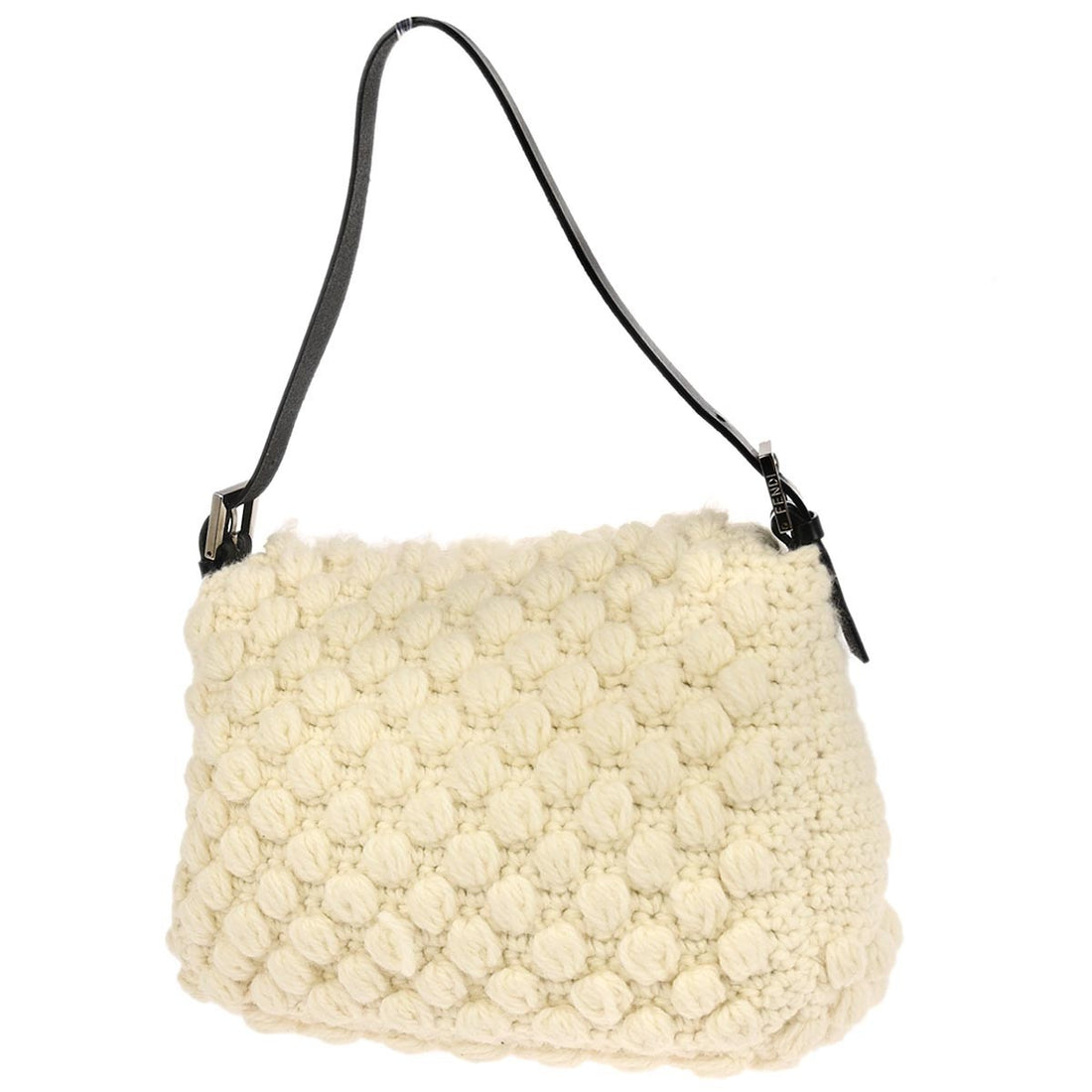 Fendi Mamma Baguette Vintage in White Wool Handbag