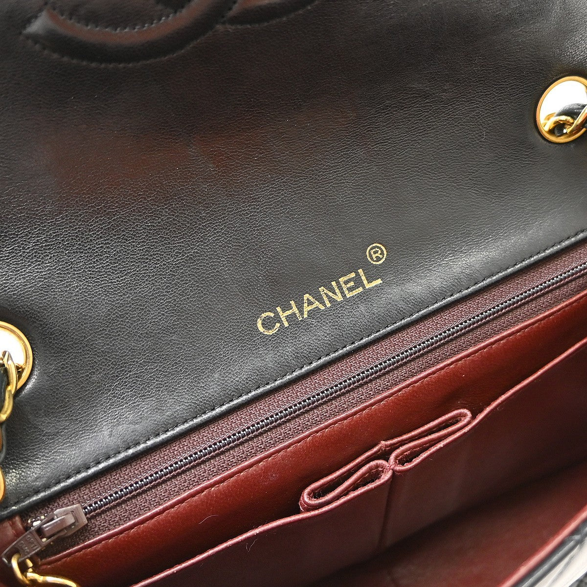 Chanel Black Lambskin Turnlock Small Full Flap Shoulder Bag