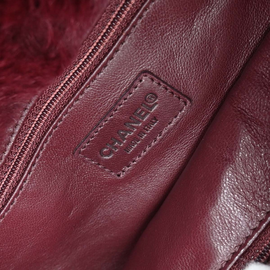Borsa Chanel Coco Mark Vintage in Pelliccia Lapin Bordeaux