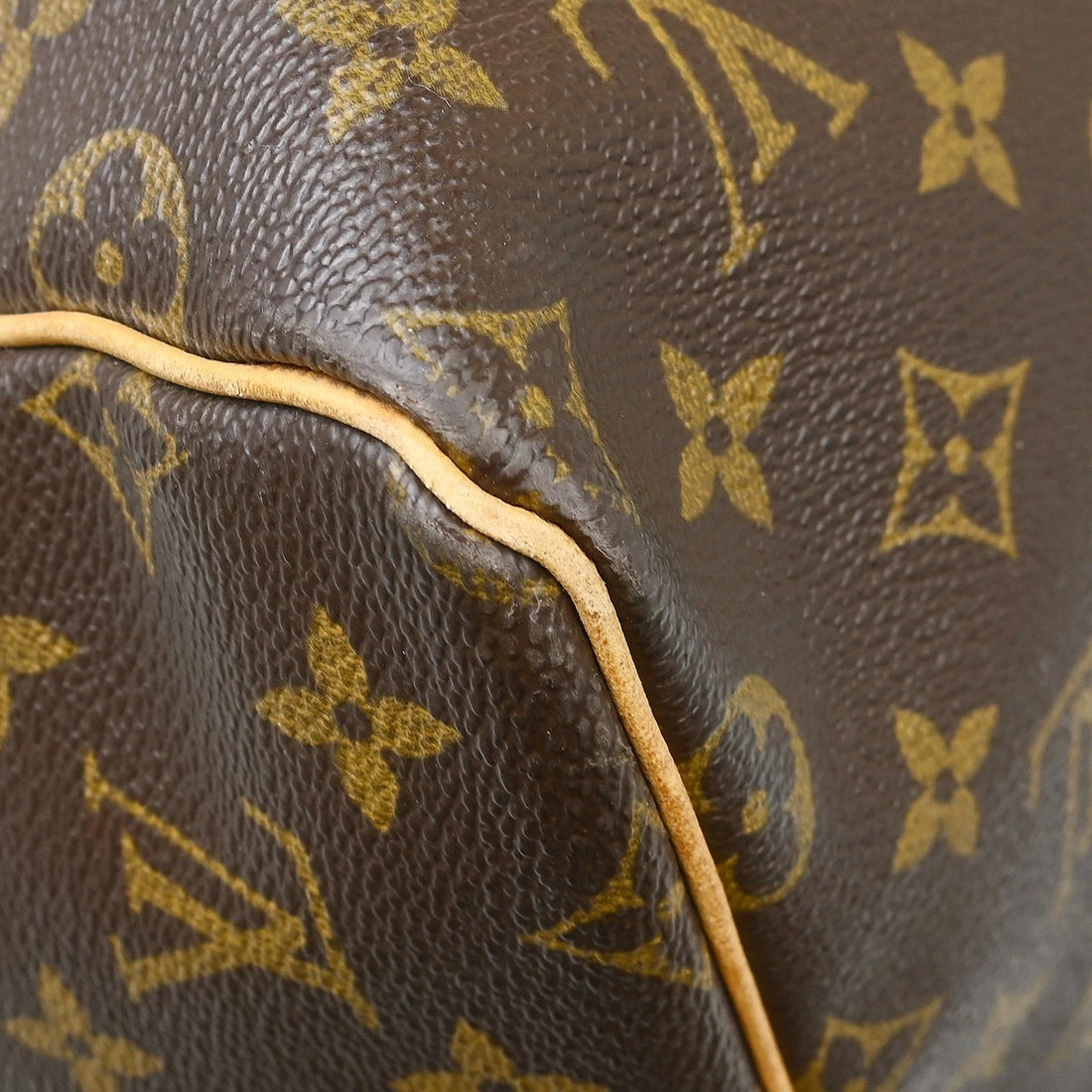 Borsa Louis Vuitton Keepall 55 Travel Handbag Vintage in Monogram Canvas, Leather Marrone