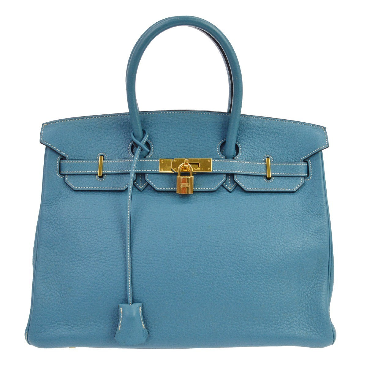 Borsa Hermès Birkin 35 Vintage in Pelle Clémence Blu