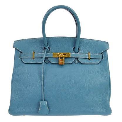 Borsa Hermès Birkin 35 Vintage in Pelle Clémence Blu