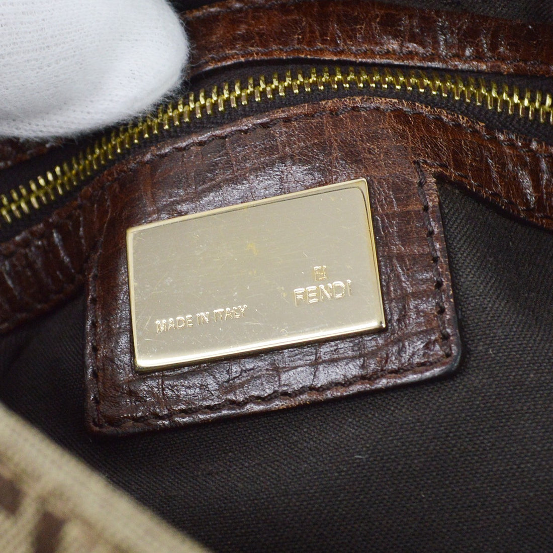 Borsa Fendi Brown Zucchino Mamma Baguette Handbag Vintage in Zucchino Canvas Marrone