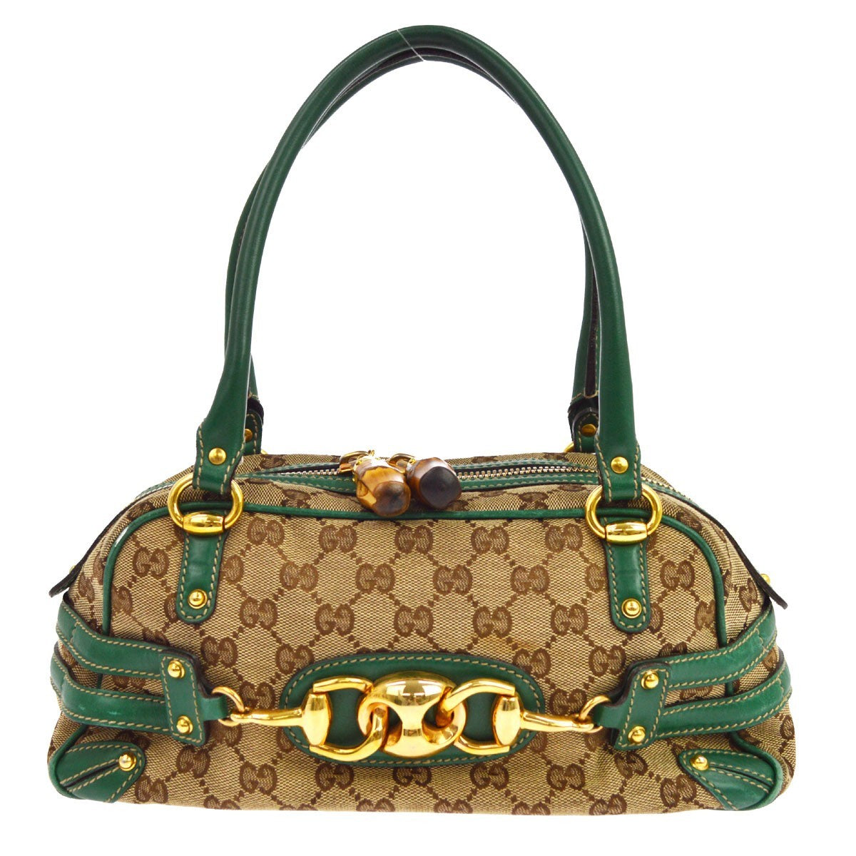 Gucci Green GG Canvas Wave Boston Bag