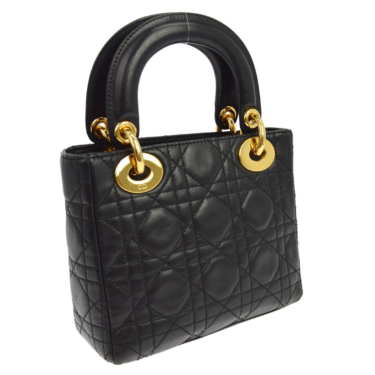 Christian Dior Lady Dior Cannage Vintage in Pelle Nera