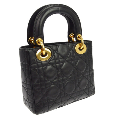 Christian Dior Lady Dior Cannage Vintage in Pelle Nera