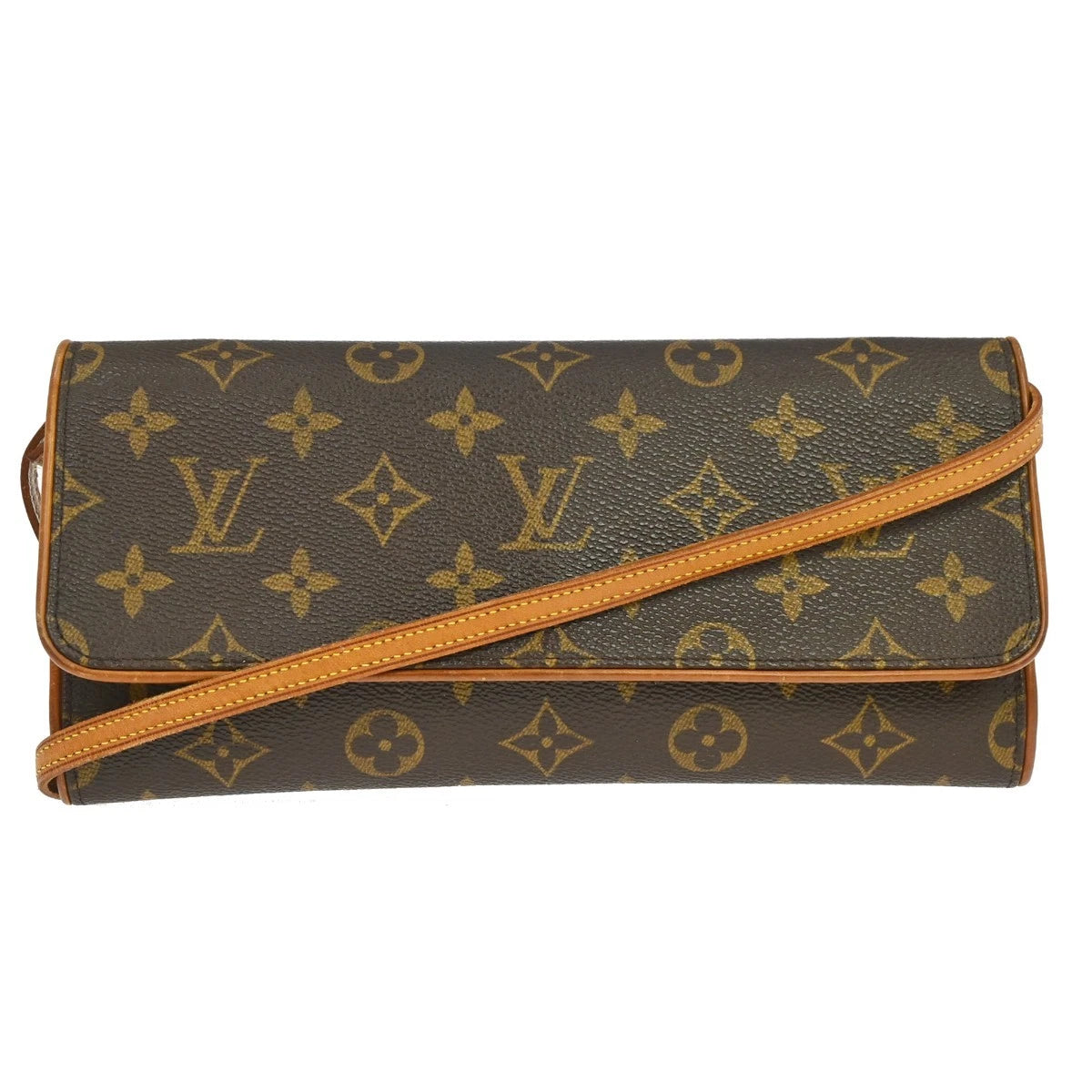 Borsa Louis Vuitton Pochette Twin GM Crossbody Bag Vintage in Monogram Canvas, Leather Marrone