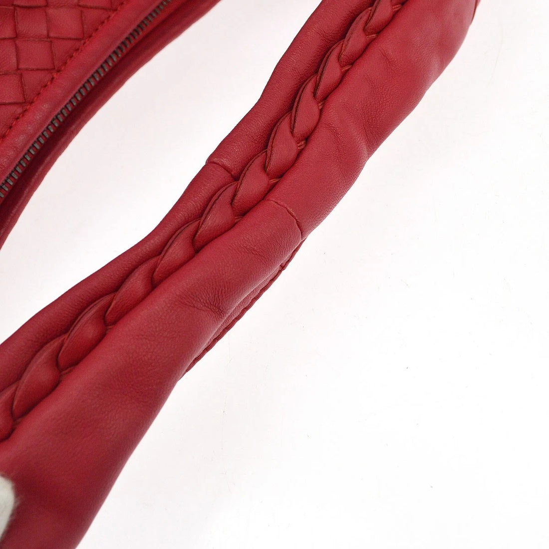 Borsa Bottega Veneta Intrecciato Plisse Hobo Handbag Vintage in Pelle Rosso