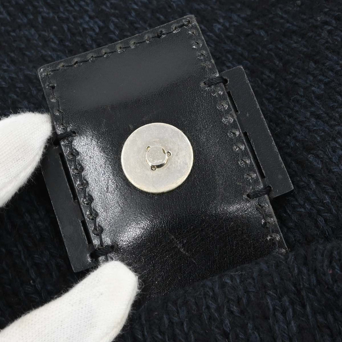 Borsa Fendi Mamma Baguette Vintage in Lana Blu Navy