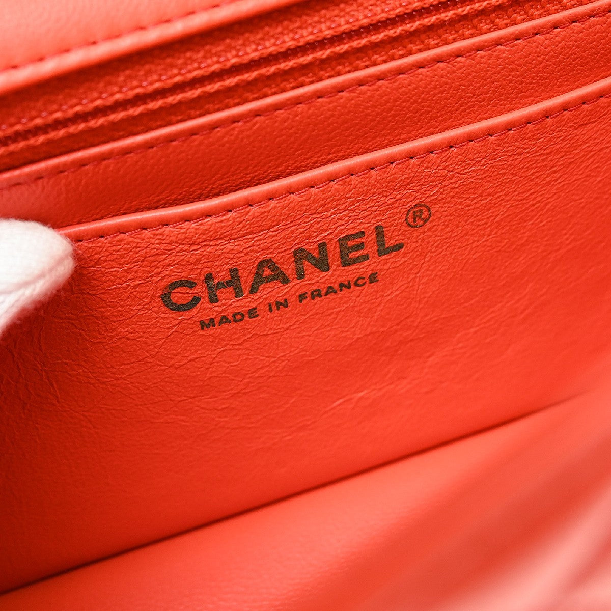 Chanel Orange Lambskin Single Flap Shoulder Bag