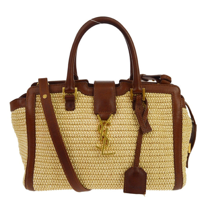 Borsa Saint Laurent Beige Straw Baby Cabas 2way Handbag Vintage in Paglia Beige