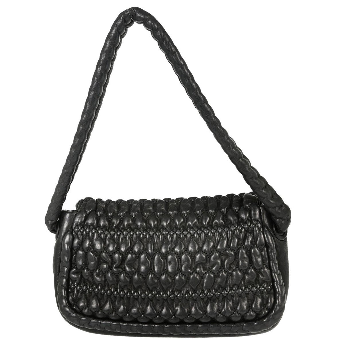 Chanel Black Lambskin Ruffled Handbag Vintage