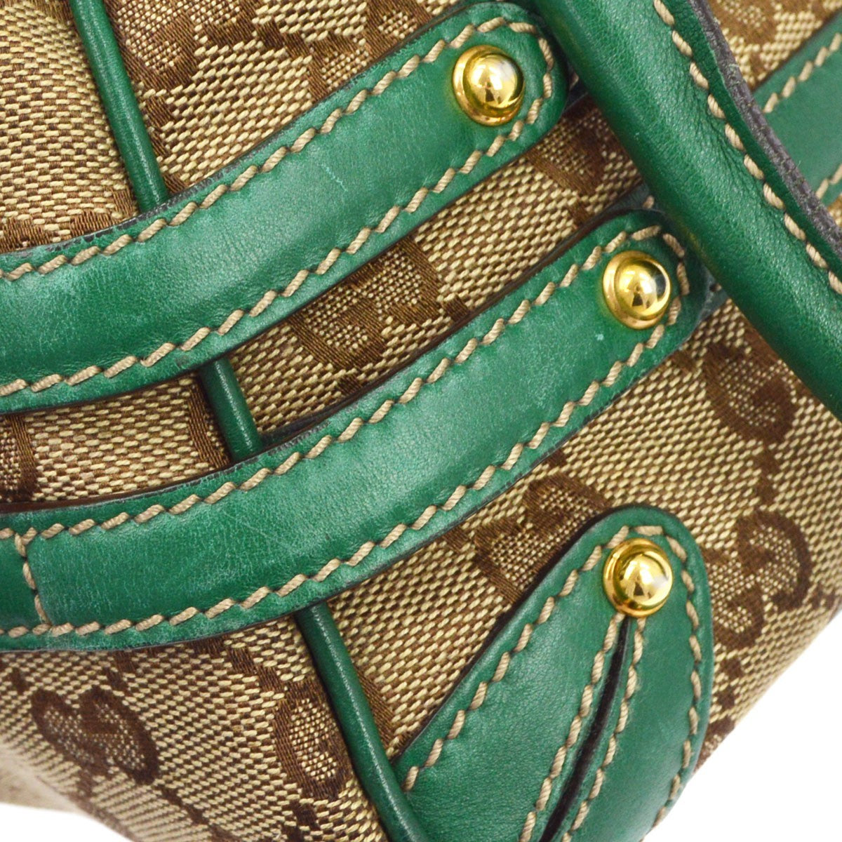 Gucci Green GG Canvas Wave Boston Bag