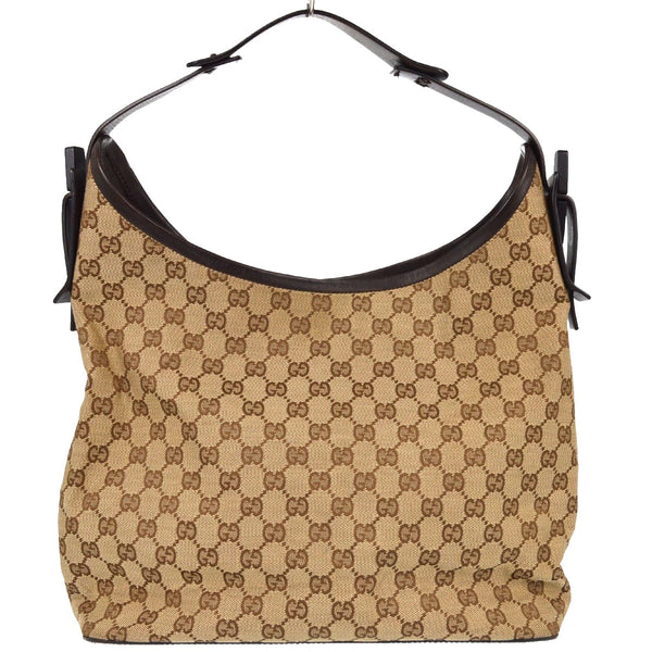 Borsa Gucci GG Vintage a Spalla in Tela e Pelle Beige