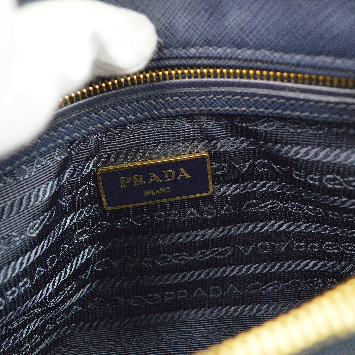 Prada Navy Leather Promenade Shoulder Handbag