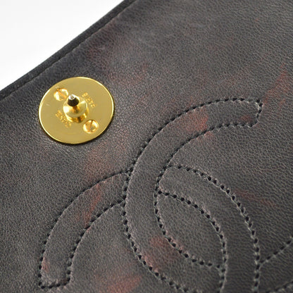 Chanel Black Lambskin Turnlock Small Full Flap Shoulder Bag Vintage