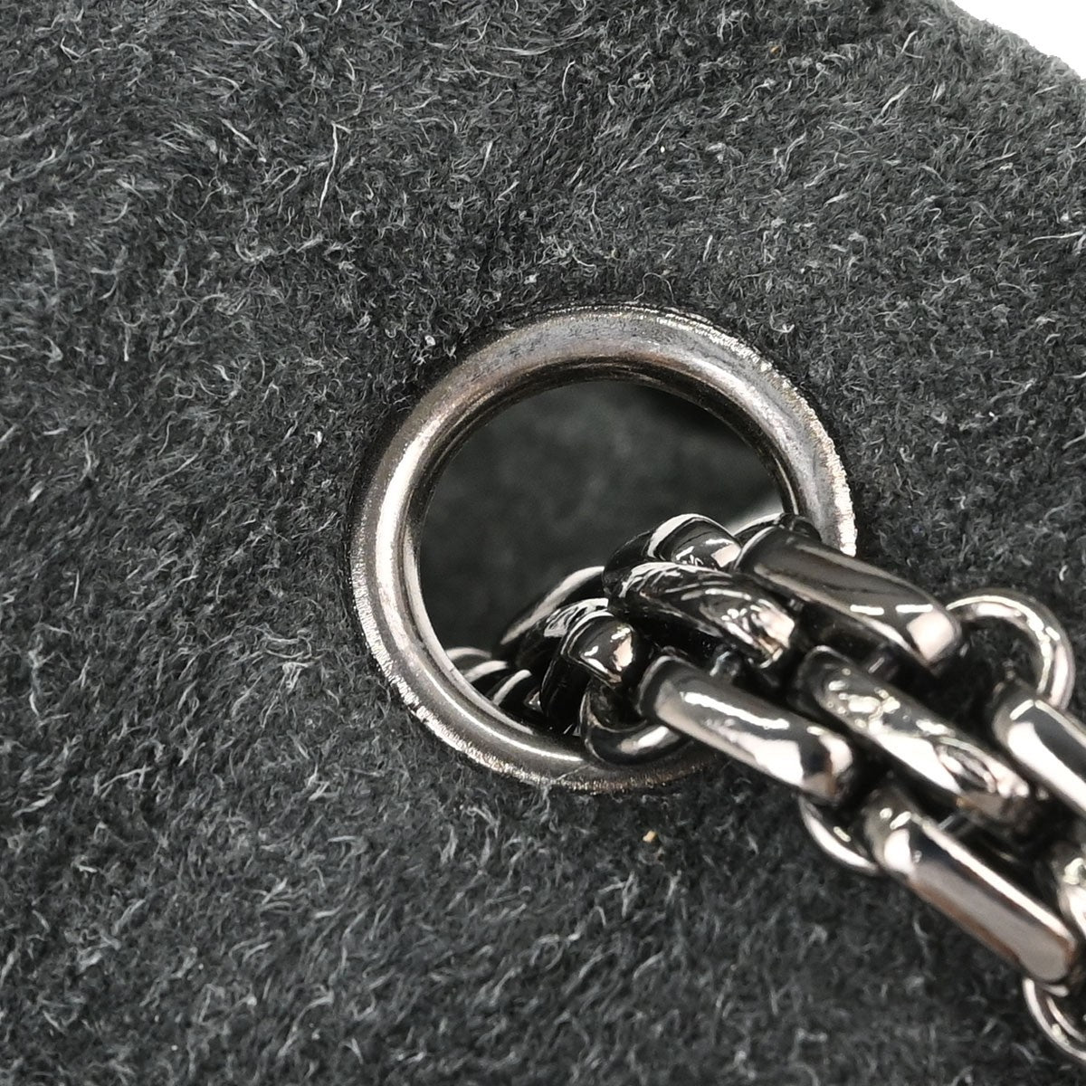 Chanel Gray Suede Patchwork Reissue Mademoiselle Lock Handbag Vintage