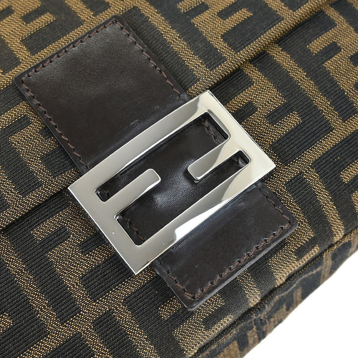Fendi Brown Canvas Zucca Mamma Baguette Handbag