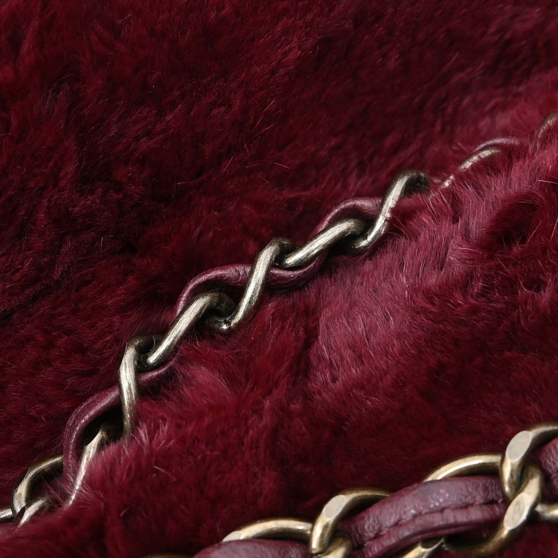 Borsa Chanel Coco Mark Vintage in Pelliccia Lapin Bordeaux