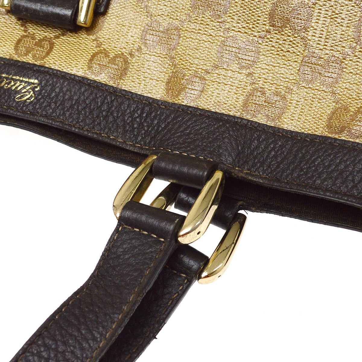 Gucci Beige PVC GG Abbey Line Hand Bag