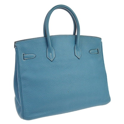 Borsa Hermès Birkin 35 Vintage in Pelle Clémence Blu