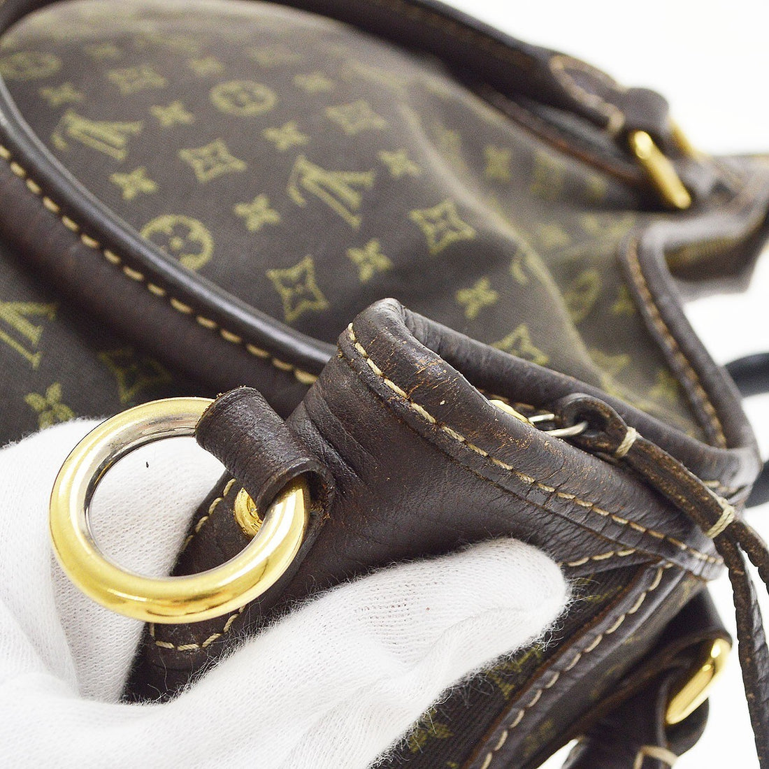 Borsa Louis Vuitton Brown Mini Lin Buzasu Anjou Bag Vintage in Mini Lin Canvas, Pelle Marrone