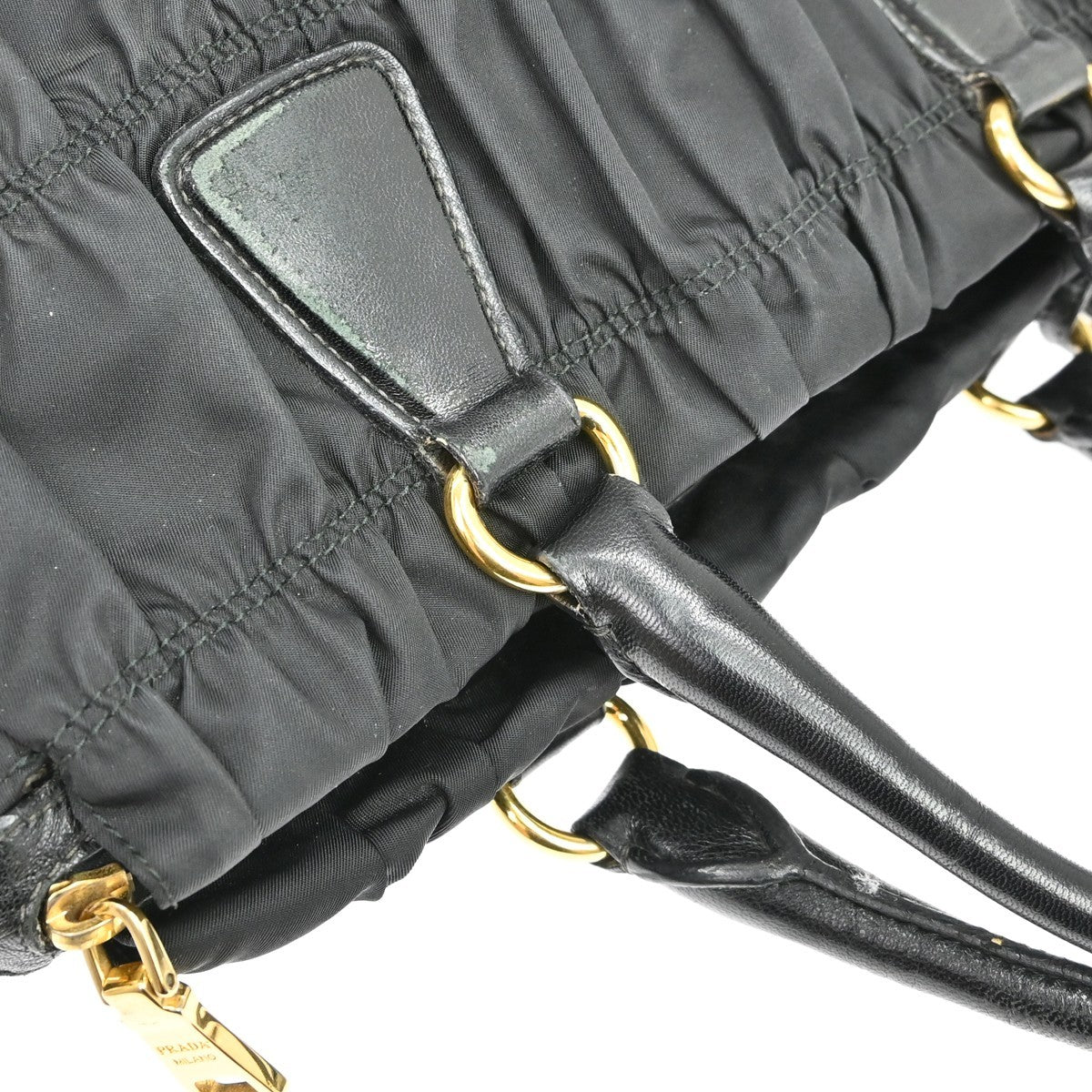 Prada Black Nylon Gathered Tote Handbag Vintage