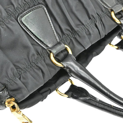 Prada Black Nylon Gathered Tote Handbag Vintage