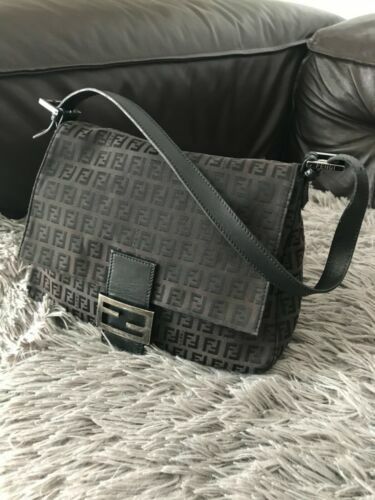 Fendi Brown Vinyl Zucchino Mamma Baguette Handbag