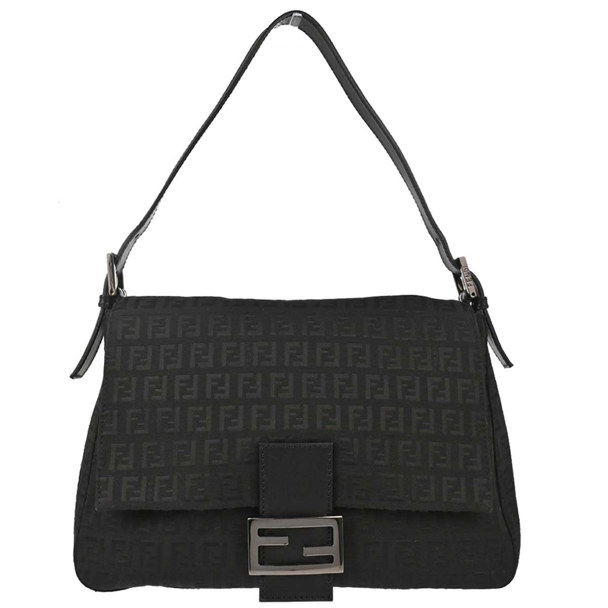 Borsa Fendi Mamma Baguette Zucchino vintage in tela nera