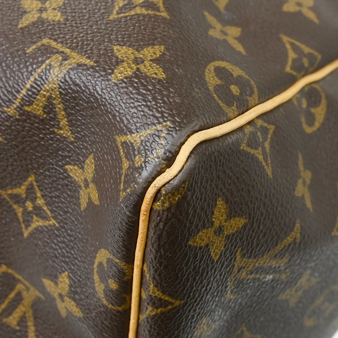 Borsa Louis Vuitton Keepall 55 Travel Handbag Vintage in Monogram Canvas, Leather Marrone